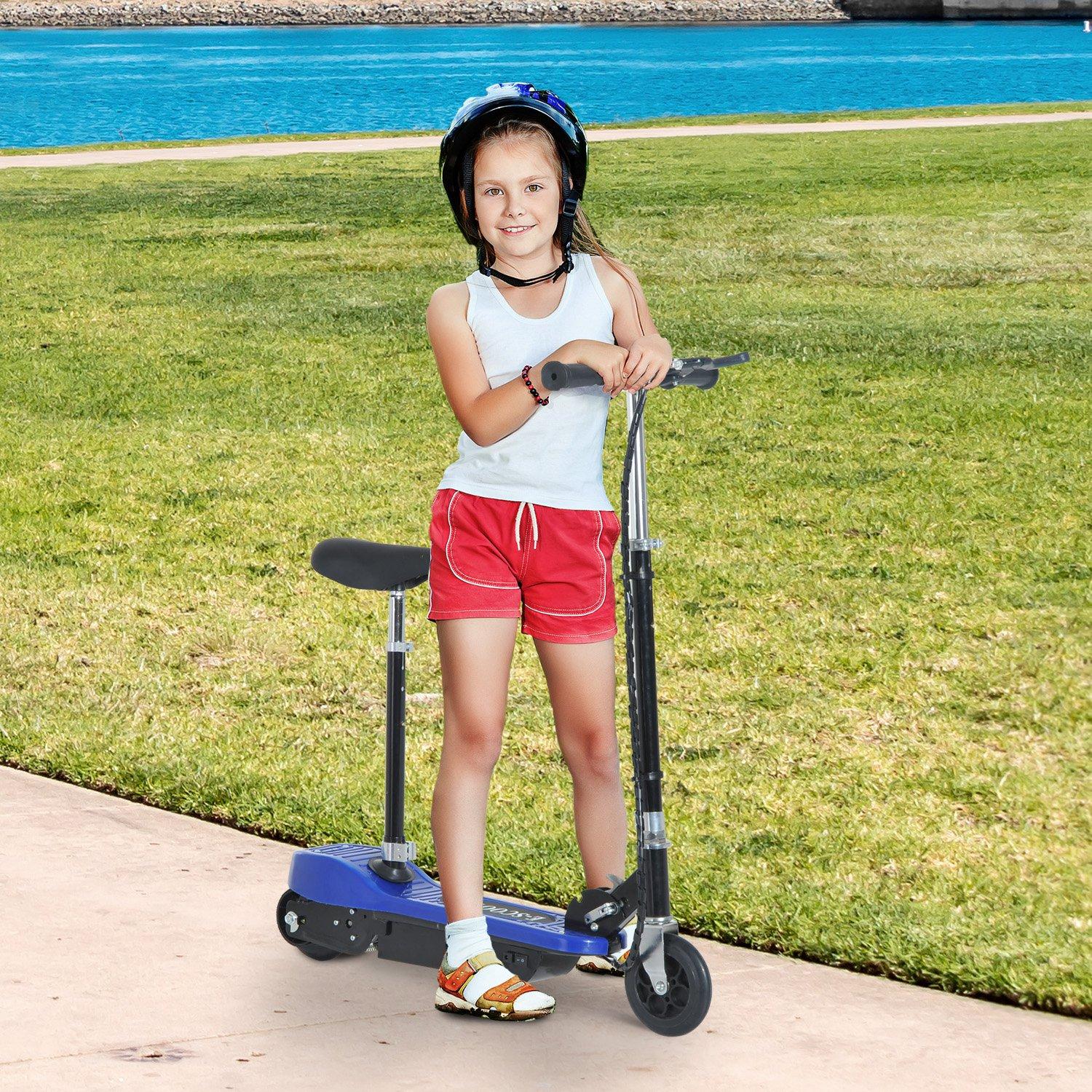 Monopattino Elettrico per Bambini 120W Pieghevole con Sella Blu