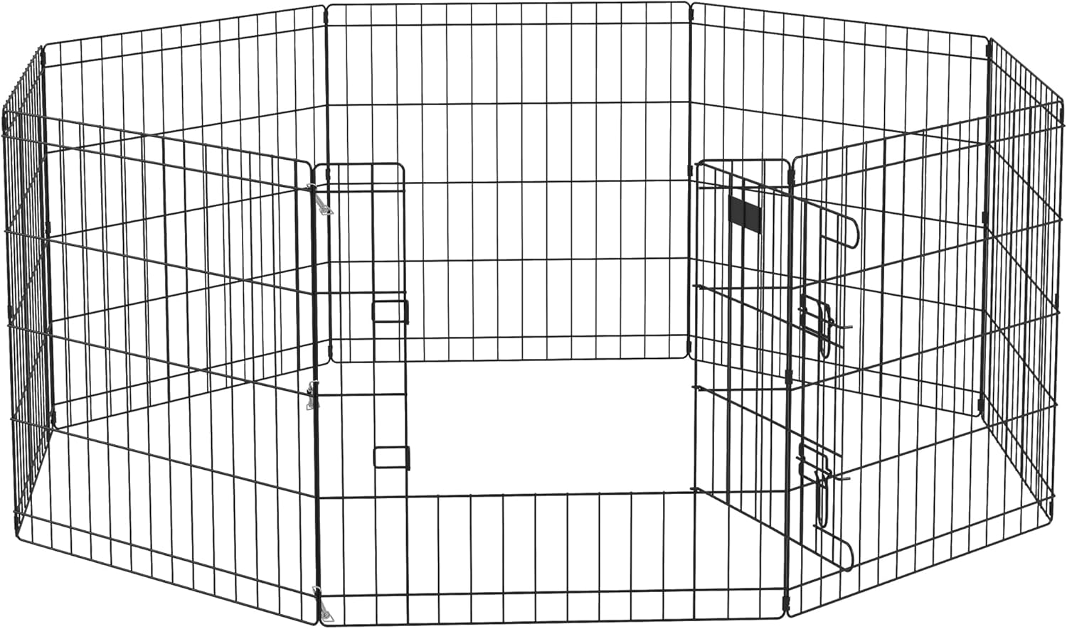 PawHut Recinto per Cani da Esterno e Interno, Recinzione Box per Cani e Cuccioli con 8 Pannelli a Rete e Porta 61 x 61cm, Nero