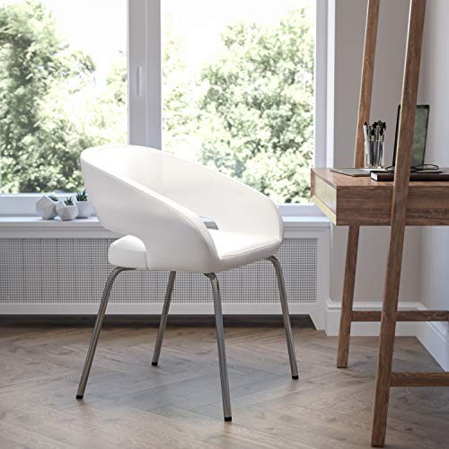 Flash Furniture Fusion Series Sedia da ricevimento laterale imbottita in pelle morbida, poltrona da salotto imbottita retrò per soggiorno o ufficio, White : Flash Furniture: Amazon.it: Casa e cucina