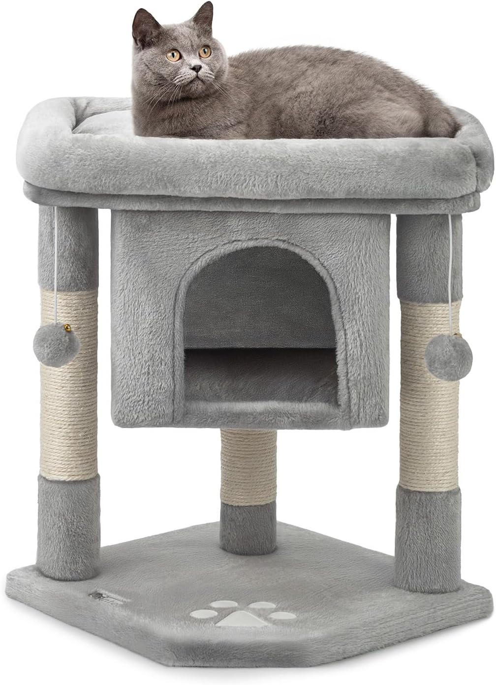 lionto Scratching Post for Cat Tree Scratching Post Cat Toy Cat Toy Height 60 cm Light Grey