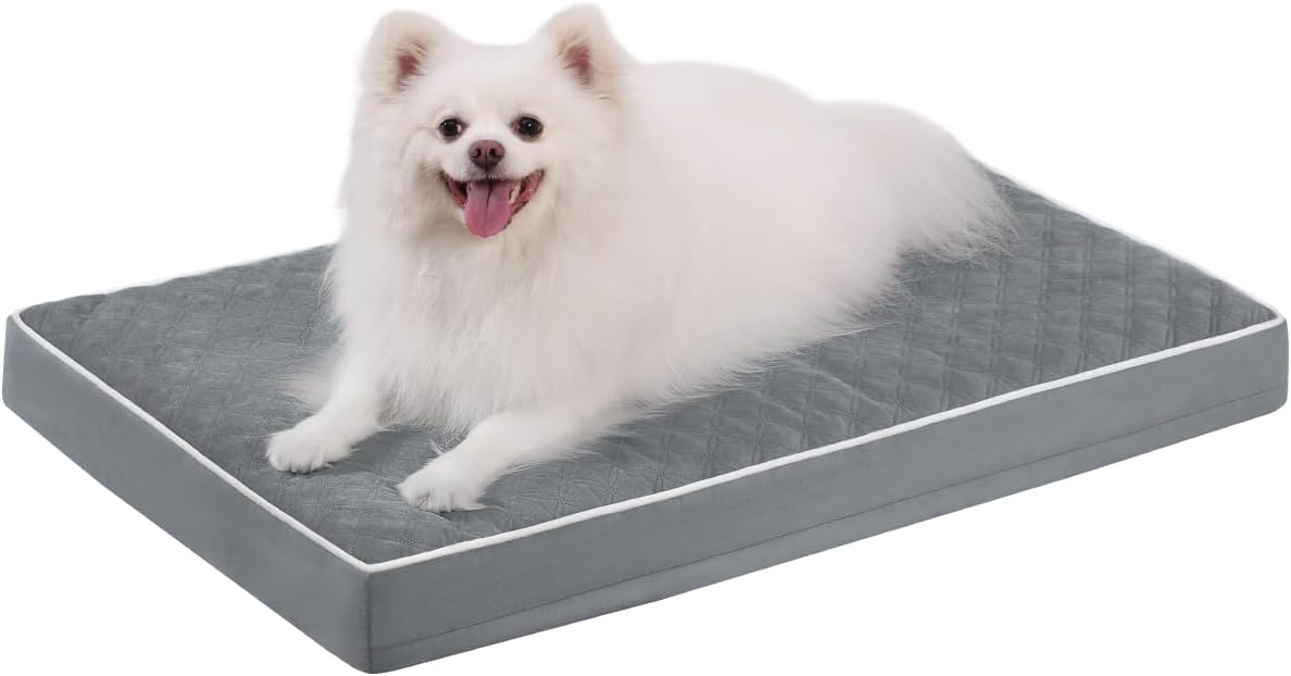 KSIIA Cuccia Cane Interno Taglia Grande, 104x68x8cm, Cuccia per Cani Ortopedico, Letto per Cani Sfoderabile e Lavabile, Cuscino Cane Impermeabile, Base Antiscivolo, Grigio