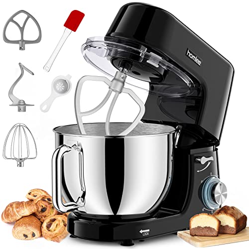 Homlee Impastatrice Planetaria, 1800W Robot da Cucina, Ciotola in Acciaio Inox da 7.2L, 6 Velocità, Basso Rumore con Gancio, Protezione da Spruzzi, Frusta : Amazon.it: Casa e cucina