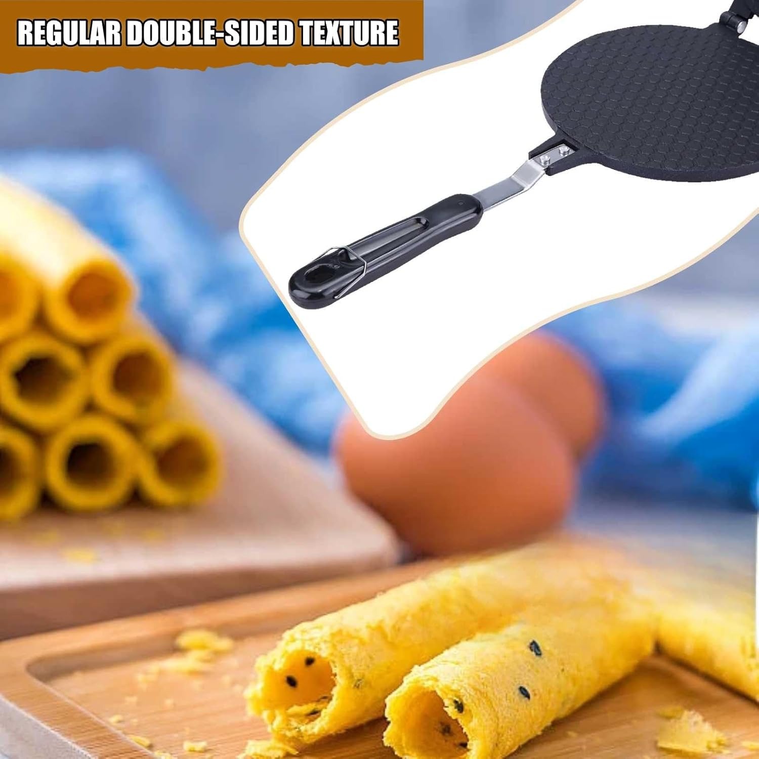 HERCHR Waffle Cone Maker, Macchina per Coni Gelato Piastra, Teglia Antiaderente a Gas per Frittata di Coni Gelato alla Crepe Pizzelle, Diametro 6,7 Pollici, Cono Gelato Waffel Piastra Pan