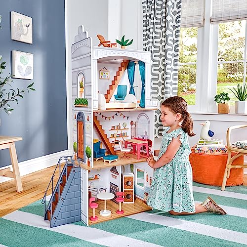 KidKraft Casa delle Bambole in Legno Rowan con Accessori e Mobili inclusi, Set da Gioco a 4 Piani con Terrazza sul Tetto per Bambole da 30 cm, Giocattolo per Bambini 3  Anni, 10238 : Amazon.it: Giochi e giocattoli