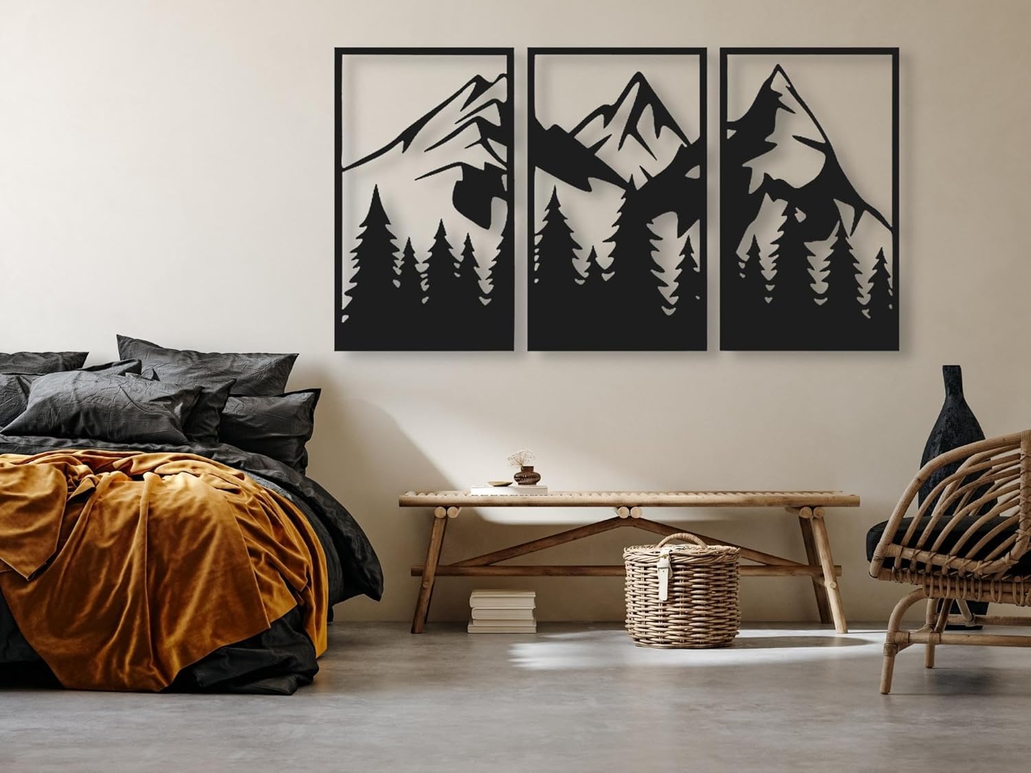 VAILLA ? Albero della vita, Quadro moderno soggiorno, Decorazione 3D Murali in legno, Quadretti da parete in nero e oro, Decorazioni moderni muro per salotto, camera da letto, Corridoio, casa