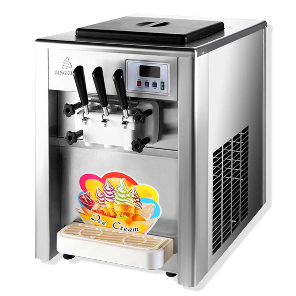 Macchina per gelato morbido commerciale da 18L/H a 3 gusti | Macchina per gelato in acciaio inox