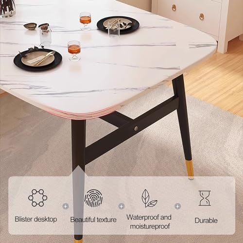 YHKJLYH Tavolo da Pranzo in Legno E 4 Sedie, Poltrona da Salotto con Sedile in PU dal Design Moderno E Tavolo da Cucina Rettangolare, Tavolo da Cucina E Sedia Rettangolari Rustici con Gambe in Meta : Casa e cucina