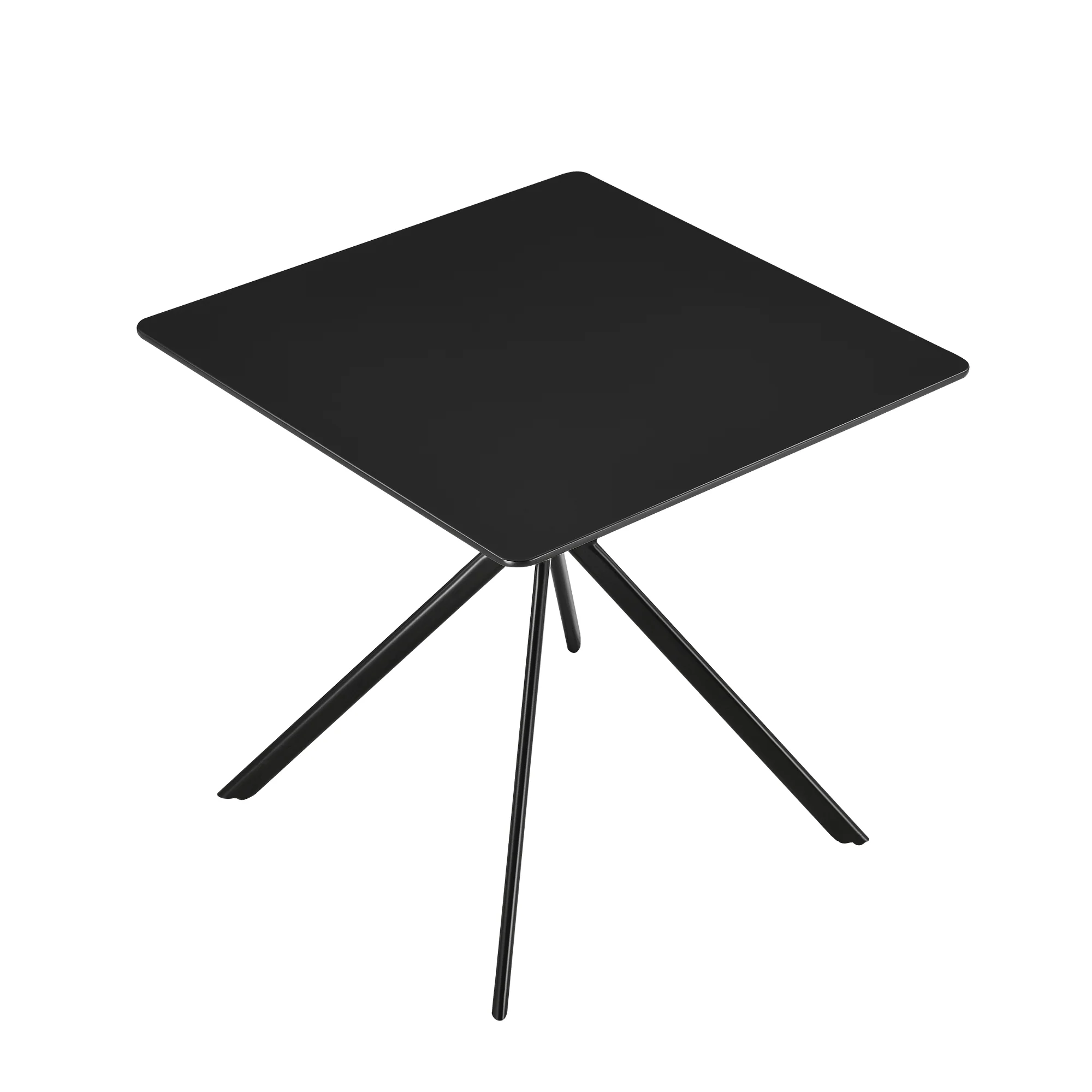 Tavolo da Pranzo con Piano Quadrato 78 x 78 cm Gambe di Design in Metallo - Nero