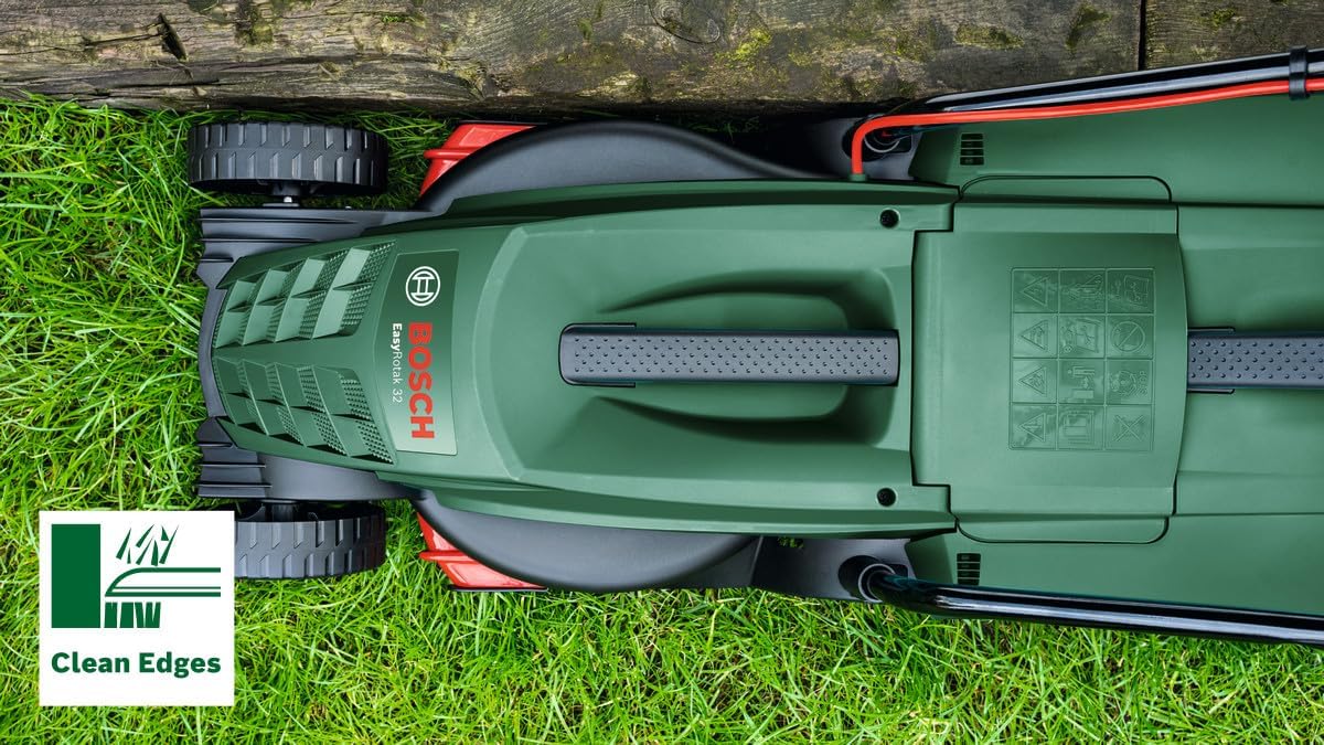 Bosch EasyRotak 32-235 Wire Lawn Mower (1200W Motor, Cutting Width: 32cm, 31L Grass Basket, Small Garden)