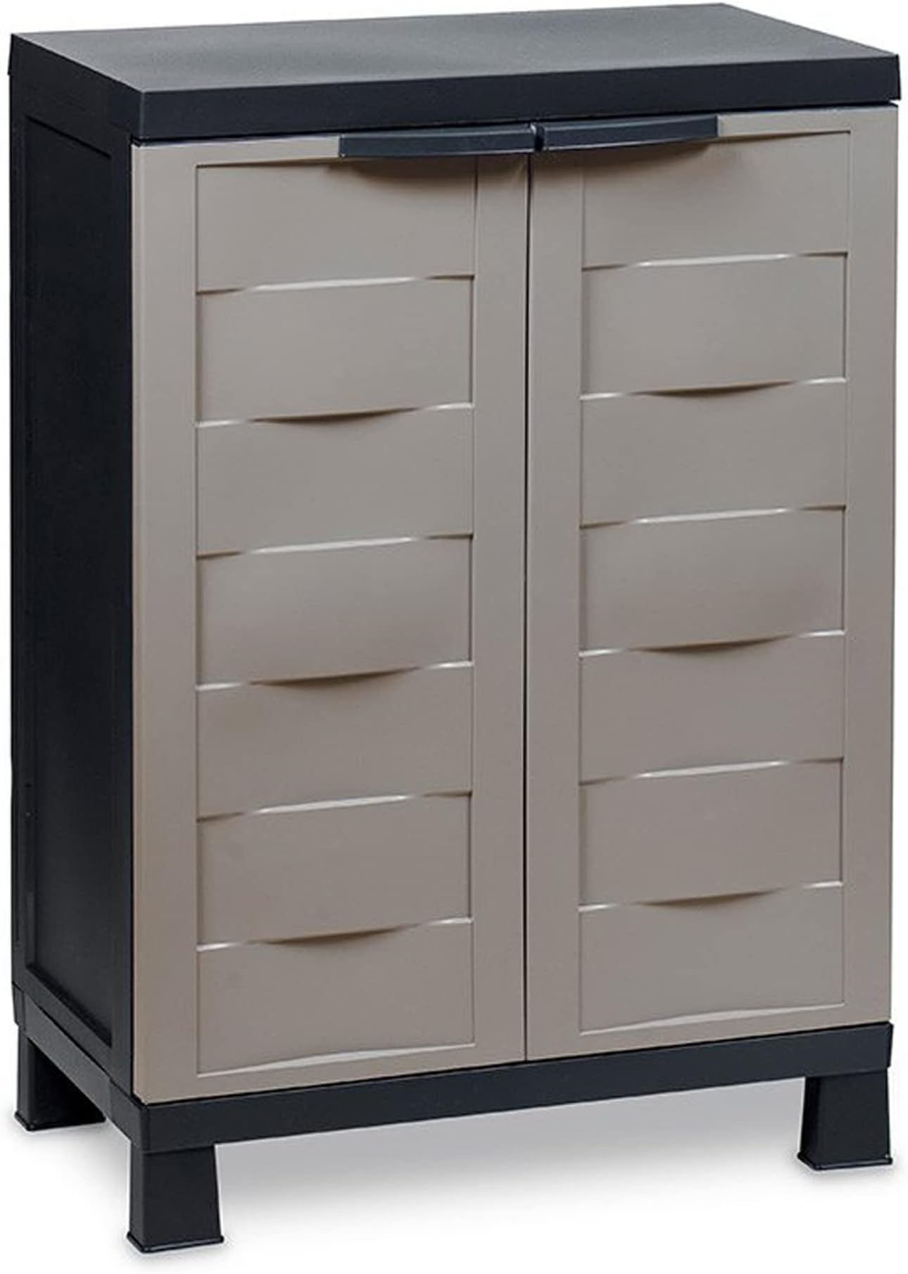 SF SAVINO FILIPPO Mobile in dura plastica di resina grigio e nero con 2 ante e 1 piano da interno per esterno balcone terrazzo casa