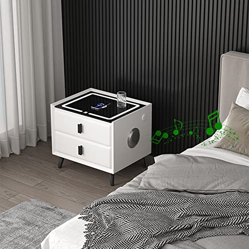 Comodini con stazione di ricarica wireless, porta USB, luci LED e altoparlante a 3 colori, tavolino moderno in legno per camera da letto, dormitorio e soggiorno, 2 cassetti portaoggetti : Amazon.it: Casa e cucina