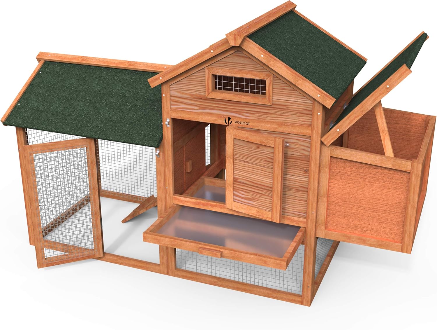 VOUNOT® Wooden Chicken Coop for Outdoor Laying Hens, 190 x 100 x 55 cm
