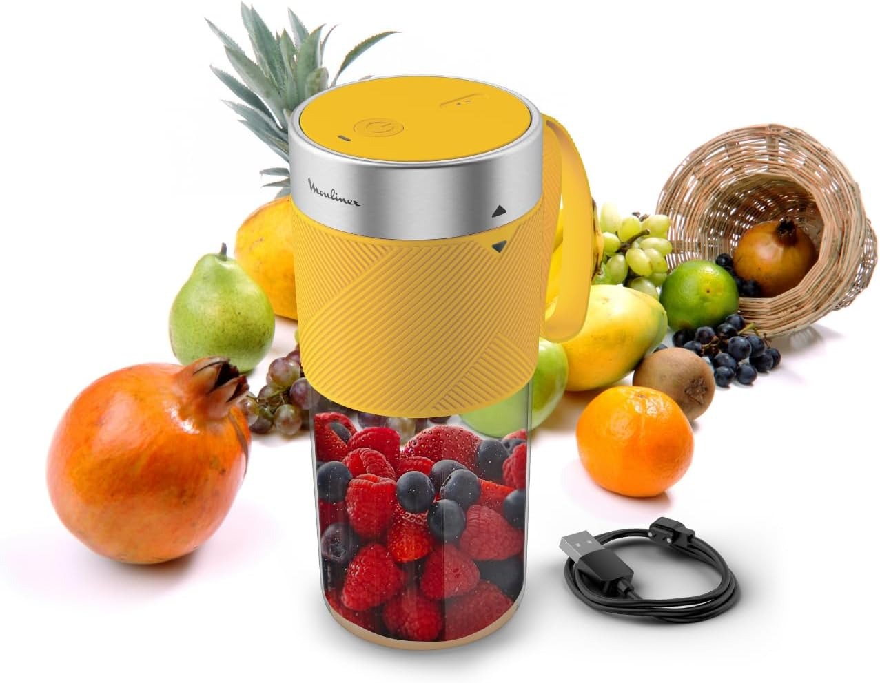 Moulinex Lightmix, Frullatore Portatile, 300 ml, Potente, Ricaricabile, Nest Yellow, LM1C0210 Visita lo Store di Moulinex