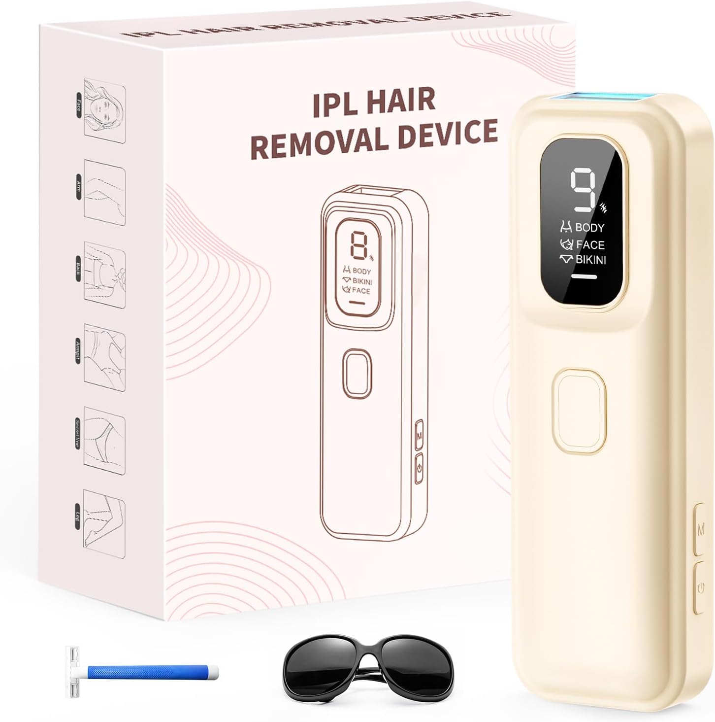 TIIMAGIC Epilatore Luce Pulsata IPL - 9 Livelli di Energia Intelligenti Depilatore Laser, Lunghezza D'onda 600-1200 NM 3 Modalità di Depilazione Progettato per il Bikini Viso Corpo Donna (Rosa)