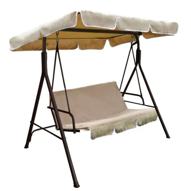 Dondolo da Giardino “Sorrento” 3 Posti – Struttura Marrone con Tettuccio Parasole