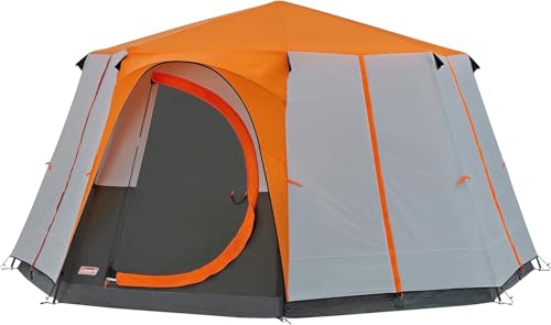 Coleman Tenda da campeggio ottagonale, per 6 persone, con vista panoramica a 360°, struttura stabile in acciaio, telo da terra cucito, 100% impermeabile, Unisex   Adulto, Tenda per 8 persone., 2000019550, Arancione, Taglia unica : Amazon.it: Sport e