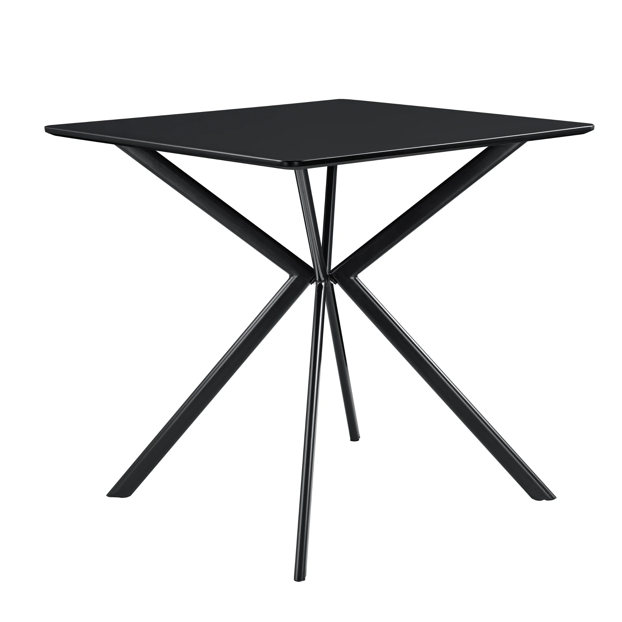 Tavolo da Pranzo con Piano Quadrato 78 x 78 cm Gambe di Design in Metallo - Nero