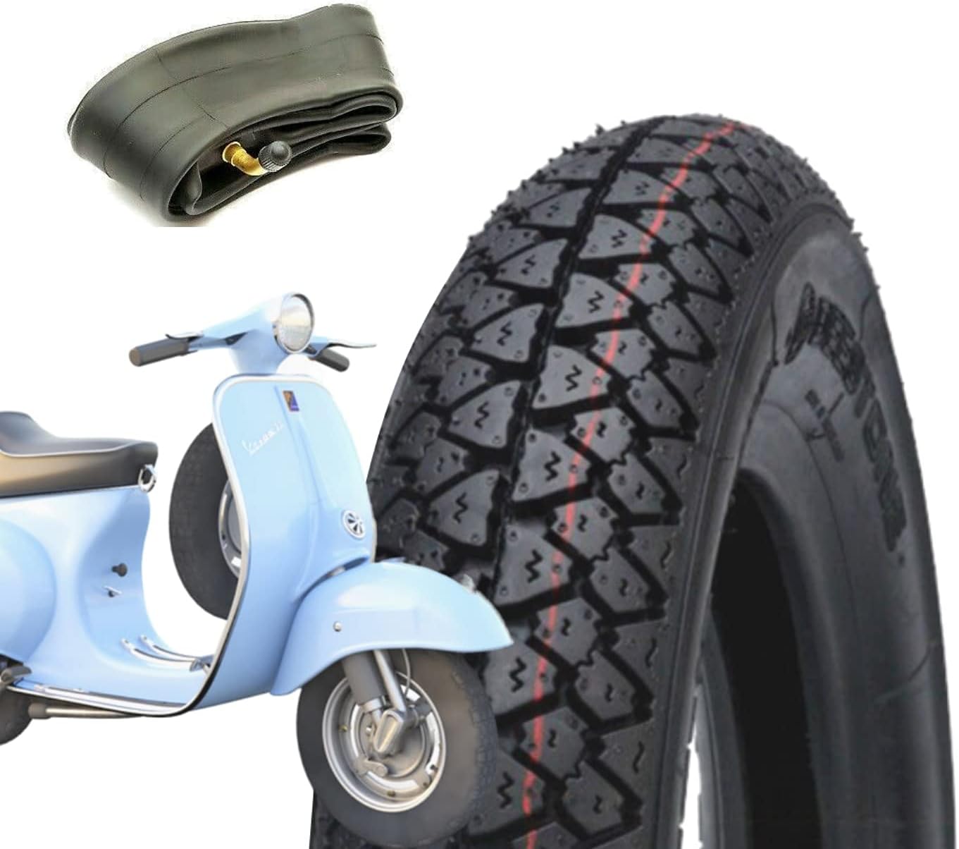 Rubber Tyre 3.50-10 + Camera for Vespa 125 150 200 PX Rainbow Tyre Dexestone 51J D795 4PR E4