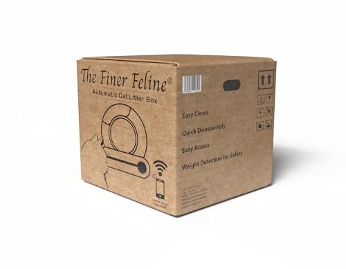The Finer Feline, Lettiera per gatti autopulente, lettiera automatica per gatti, controllo APP e protezione di sicurezza, lettiera da 65 litri, deposito rifiuti da 9 litri, rimozione degli odori e : Amazon.it: Prodotti per animali domestici