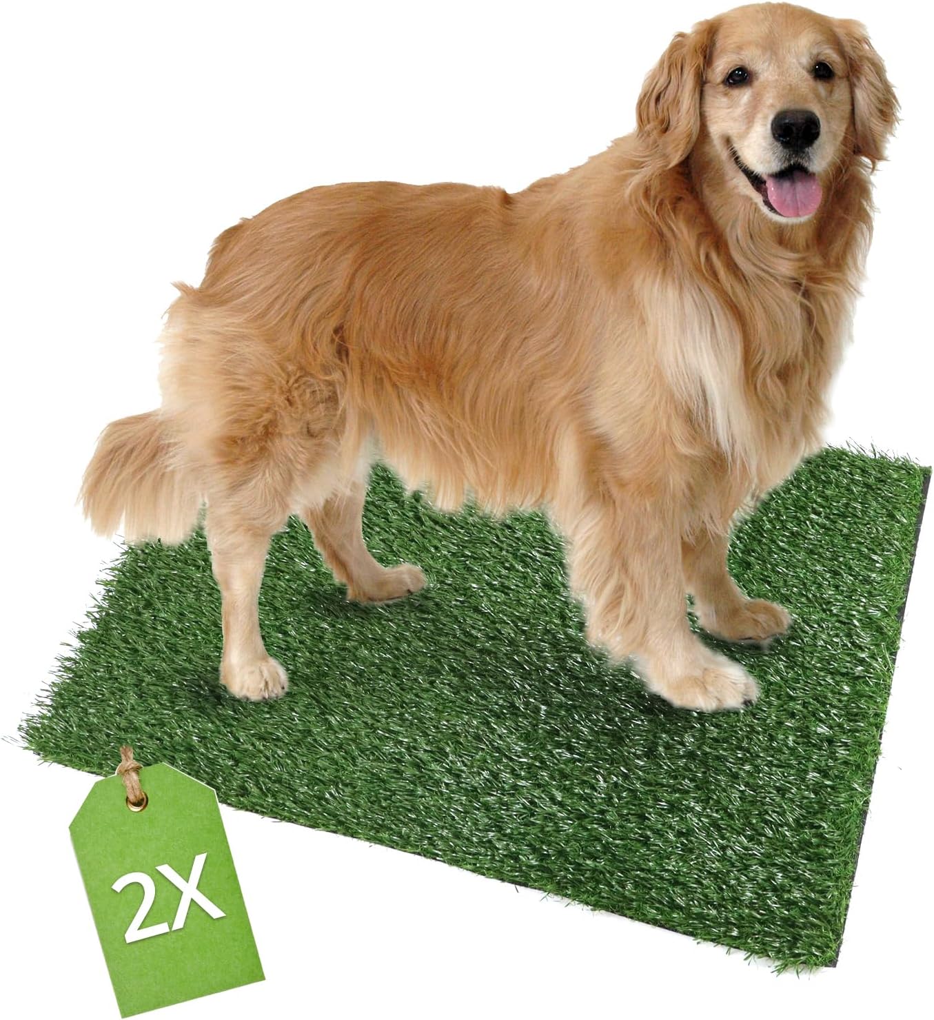 QWORK® 2 Pezzi di Erba Artificiale per Toilette Cani, Tappetino di Ricambio per Pipì per Cani e Cuccioli, 51x63 cm