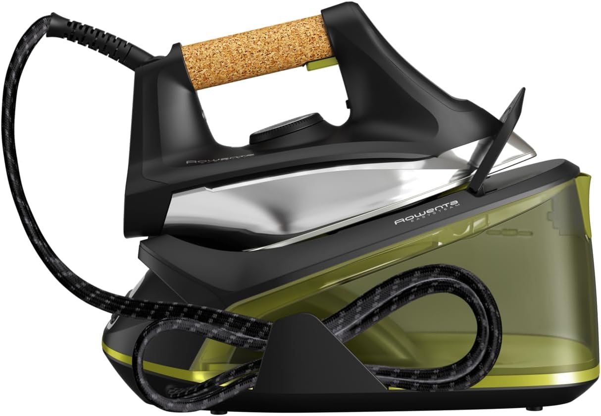 Rowenta VR7360 Easy Steam Generator, 110 g/min Continuous Dispensing, 270 g/min Jet, Quick Heating in 2 Min, Vertical Steam, Black/Green