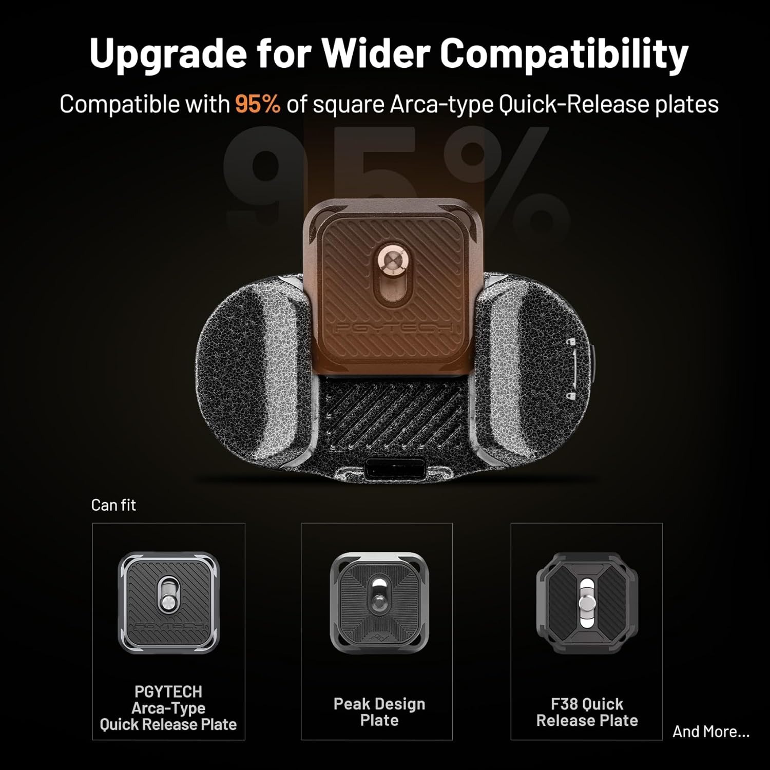 PGYTECH Clip per fotocamera Beetle V2 con piastra a sgancio rapido per Sony, Nikon, Fuji, DSLR/SLR, Arca, piastra a sgancio rapido per action camera da zaino