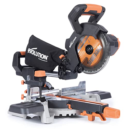 Evolution Power Tools R185SMS Li Troncatrice scorrevole cordless per taglio multi materiale, smusso 45°, bisello 50°, 850 W   Include lama TCT   da 185 MM, 3 anni di garanzia, Batteria non inclusa : Amazon.it: Fai da te