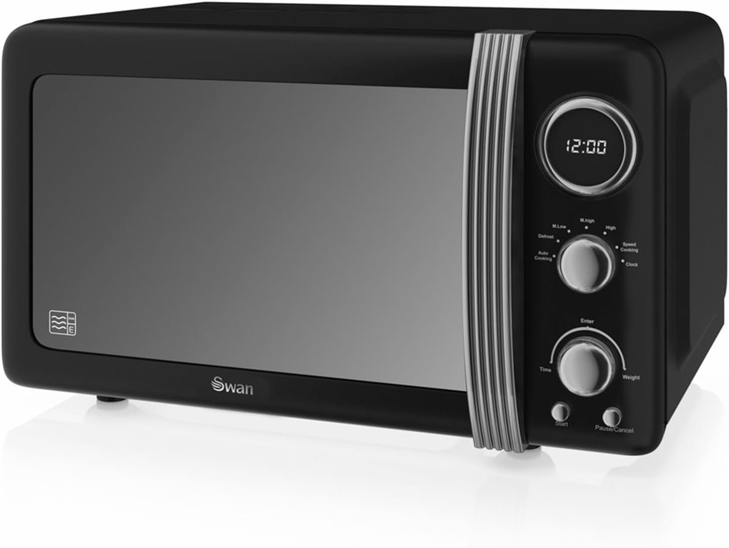 Swan Retro SM22030CNEU Digital Microwave 20L, 5 Power Levels, Defrost Function, 60 Minute Timer, Mirror Effect Door, Swivel Plate 27 cm, Vintage Design, Cream