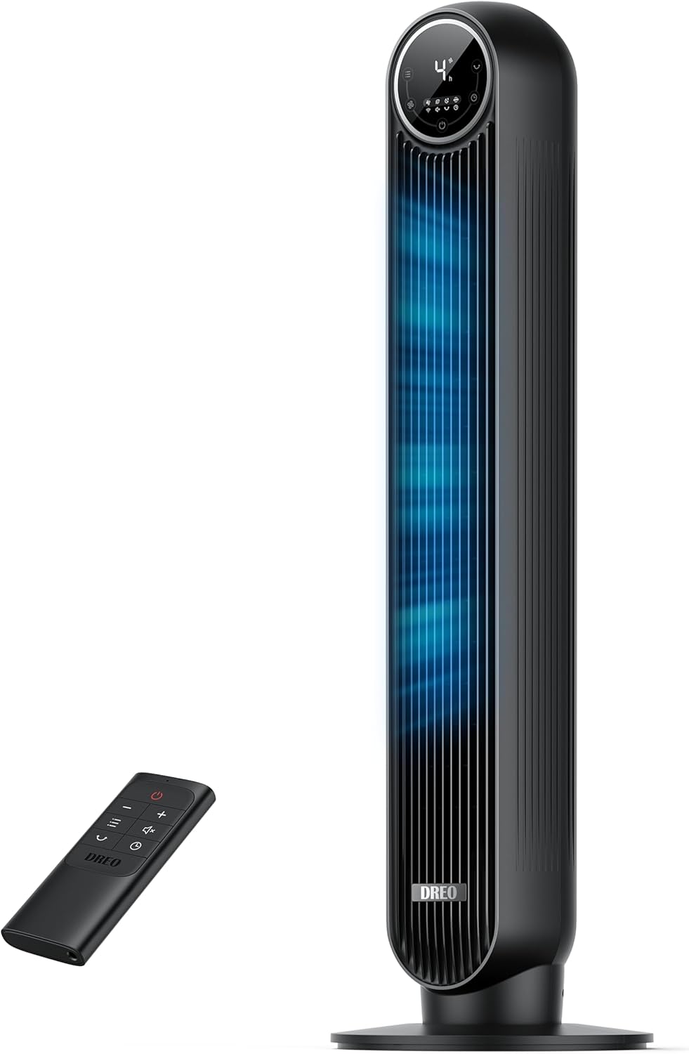 Dreo Ventilatore a Torre Smart Silenzioso, Potente 7.6 m/s, Ventilatori a Colonna con Telecomando, 4 Modalità, 4 Velocità, Oscillazione a 90°, Timer da 1 a 8 ore, Schermo LED, Compatibile con Alexa