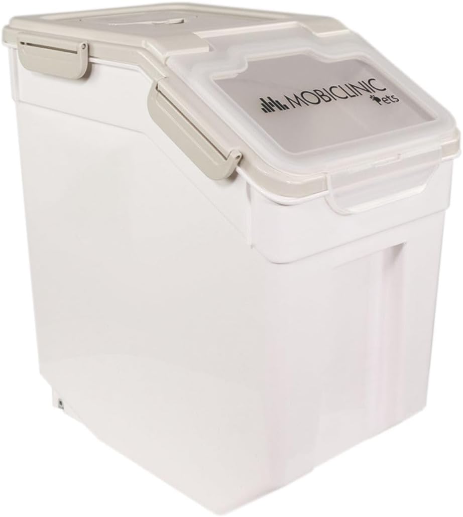 Mobiclinic庐, Contenitore crocchette cane, Per animali domestici, Feedpet, 20L / 8Kg, 23x25, 5x36, 5cm, Chiusura ermetica, Paletta e misurino, Con ruota, Finestra trasparente, Conservazione freschezza