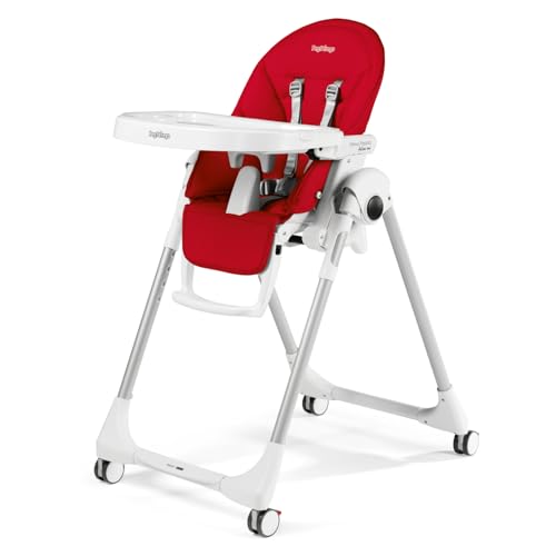 Peg Perego Prima Pappa Follow Me Seggiolone Pappa Neonati Reclinabile, Funzione Sdraietta, 4 ruote, Pieghevole e Ultracompatto, per Bambini da 0 a 3 Anni (0 15 kg), Fragola : Prima infanzia