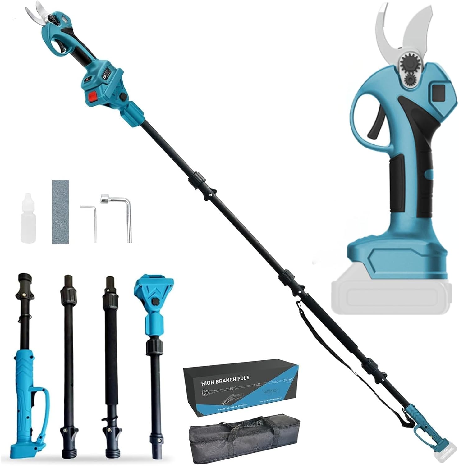 Electric Garden Shears 30mm 2 in 1 Telescopic Garden Shears Compatible with Makita Batteries Battery Operated Pruning Max Range up to 4.5m (15ft), Cordless Loppers (No Battery)