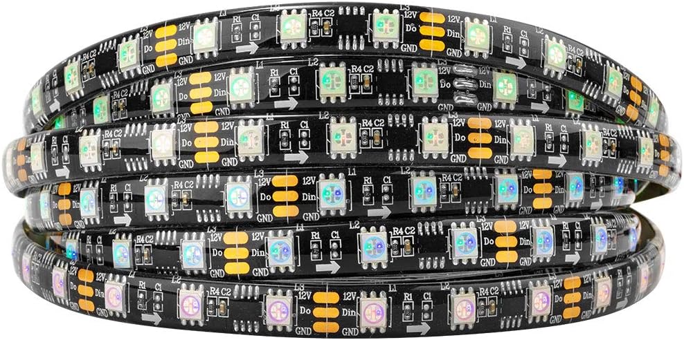 BTF-LIGHTING WS2811 DC24V 32FT RGB indirizzabile LED Pixel Strip 600 LED 100 pixel Full Colour Bianco PCB IP30 Non impermeabile Funziona con Arduino/Raspberry/etc Impedisce il calo di tensione