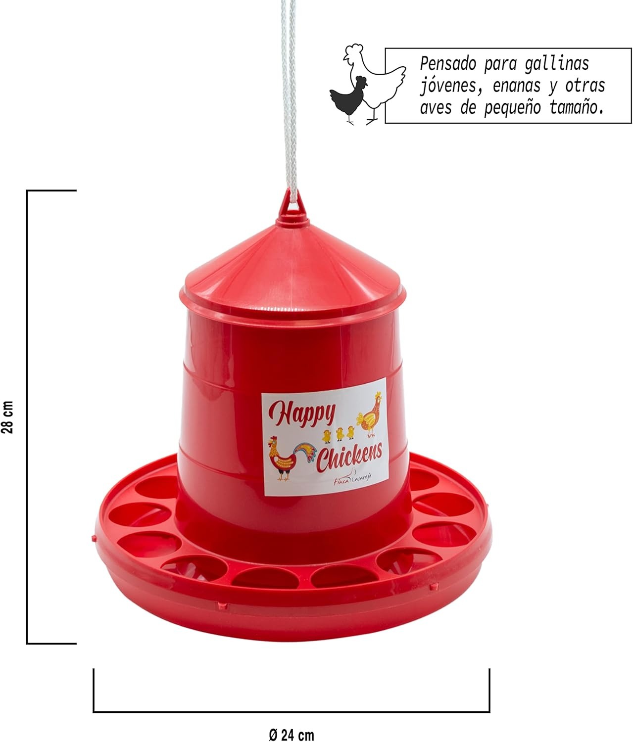 FINCA CASAREJO Mangiatoia + Abbeveratoio per Galline e Altro Pollame - Confezione Mangiatoia 2Kg e Abbeveratoio 3L in Plastica - Corda Inclusa per la Sospensione della Mangiatoia
