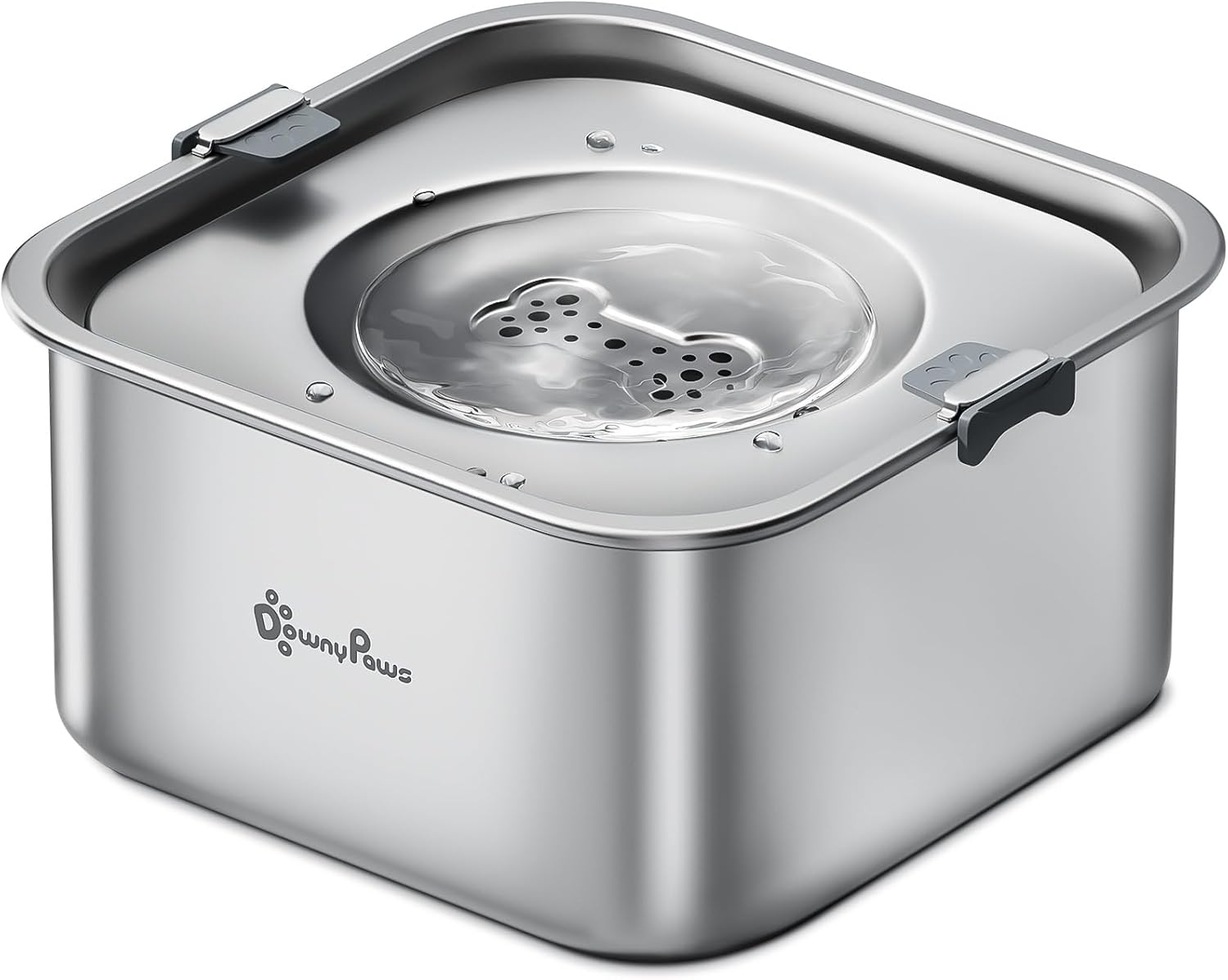 DownyPaws Ciotola Acqua Cane Antigoccia in Acciaio Inossidabile, 3L Ciotola Antigoccia Cane con Disco Flottante Sigillato, Antipolvere Ciotola Acqua Cane che Promuove il Bere Lento (Nero)