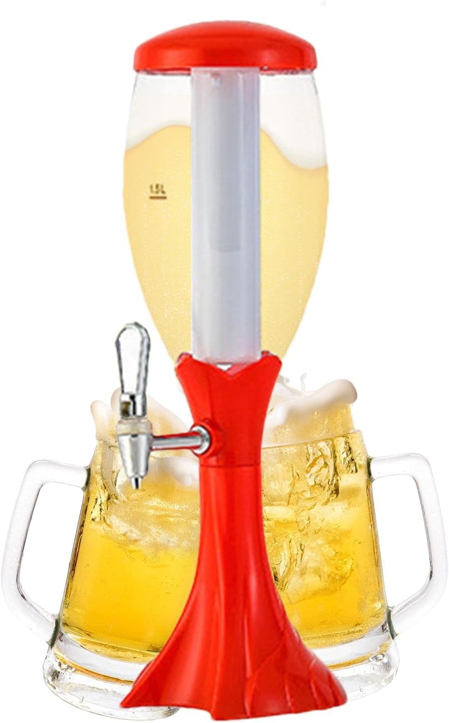 Dispenser per bevande, Dispenser per bevande a torre - Dispenser per bevande con tubo per il ghiaccio e rubinetto | Dispenser per bevande d'acqua, dispenser a torre luminoso per uso bar domestico