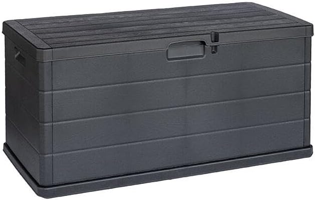 Maury's Baule Cassapanca 340 Litri Effetto Legno da Esterno: Ampio Spazio di Stoccaggio, in Resina Antracite, Dimensioni 118x59x56,5 h cm - Made in Italy