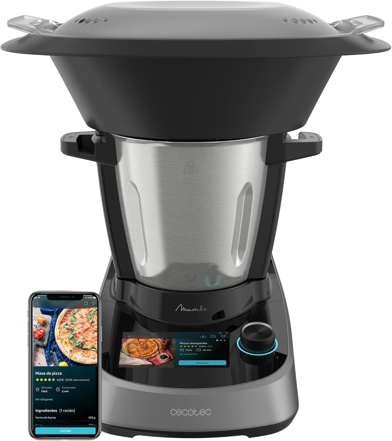Cecotec Robot di Cucina Multifunzione Mambo 11090. 1600 W, 37 Funzioni, APP, Bilancia e Caraffa da 3,3 Litri in Acciaio Inox Adatto per Lavastoviglie, Ricettario e Accessori