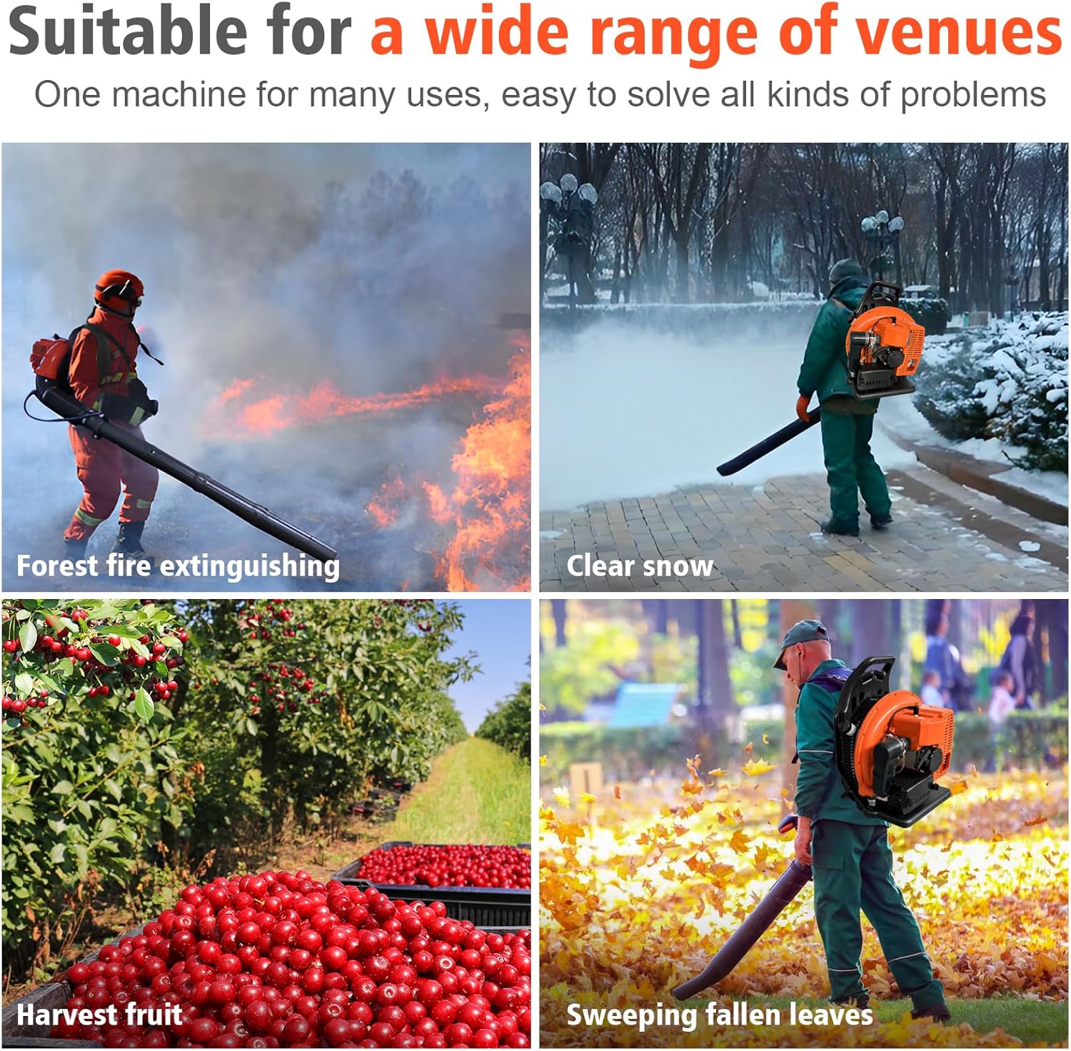 ASUNCELL Backpacking Burst Blower 63cc Petrol Leaf Blowers, Leaf Blowers, Wireless Portable Leaf Blower, 2 Stroke Blower, 665CMF with Padded Shoulder Straps