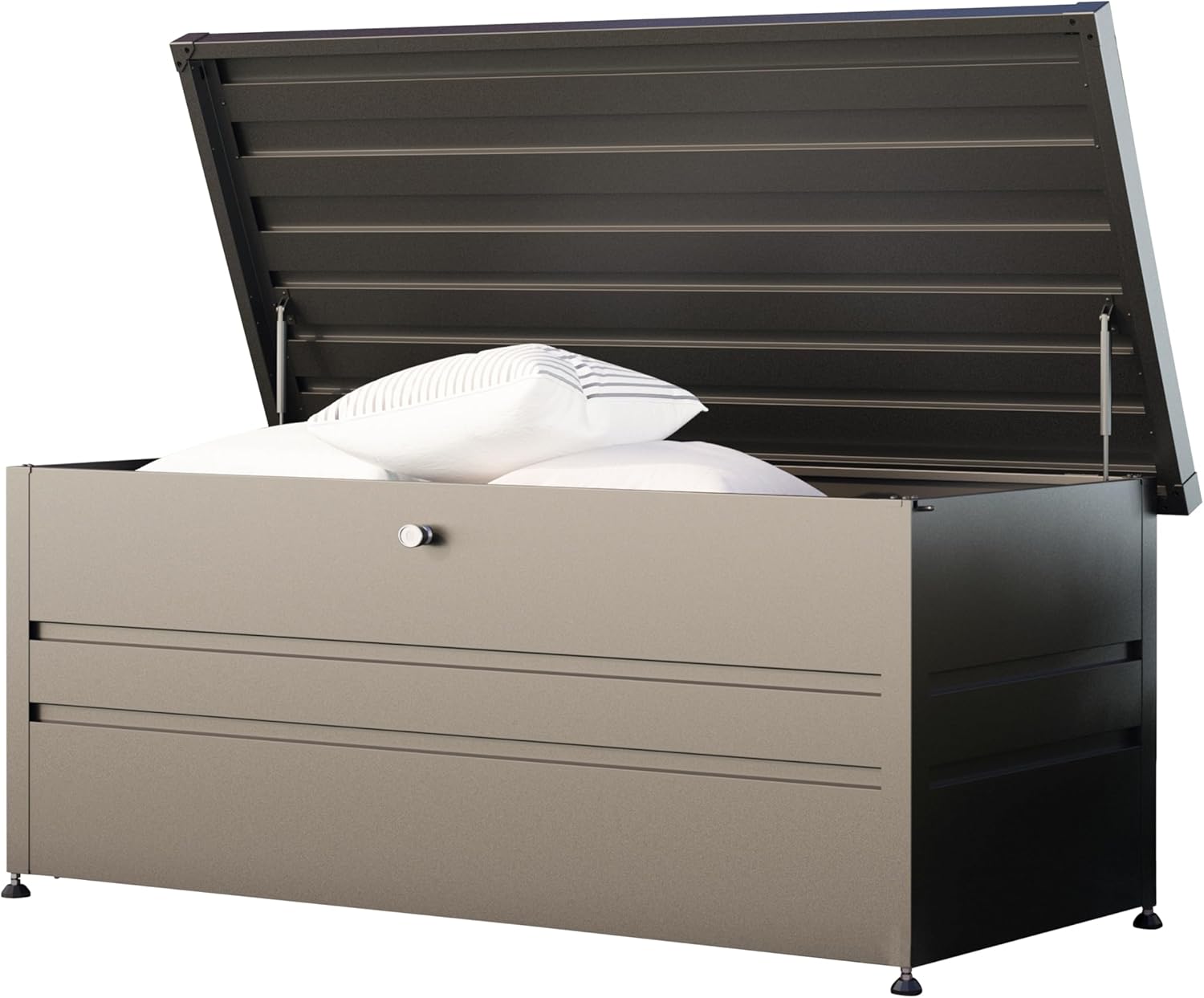 GFP PRIMEYARDﾂｮ Cassapanca da esterno 132x64x72 cm baule da esterno metallo antracite impermeabile