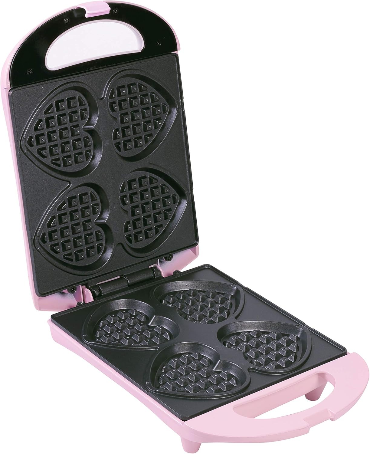 Bestron Waffle Maker, piastra per waffle a forma di cuore per waffle su un bastone, macchina per waffle con antiaderente & indicatoro luminso, collezione Sweet Dreams, 700 watt, colore: rosa