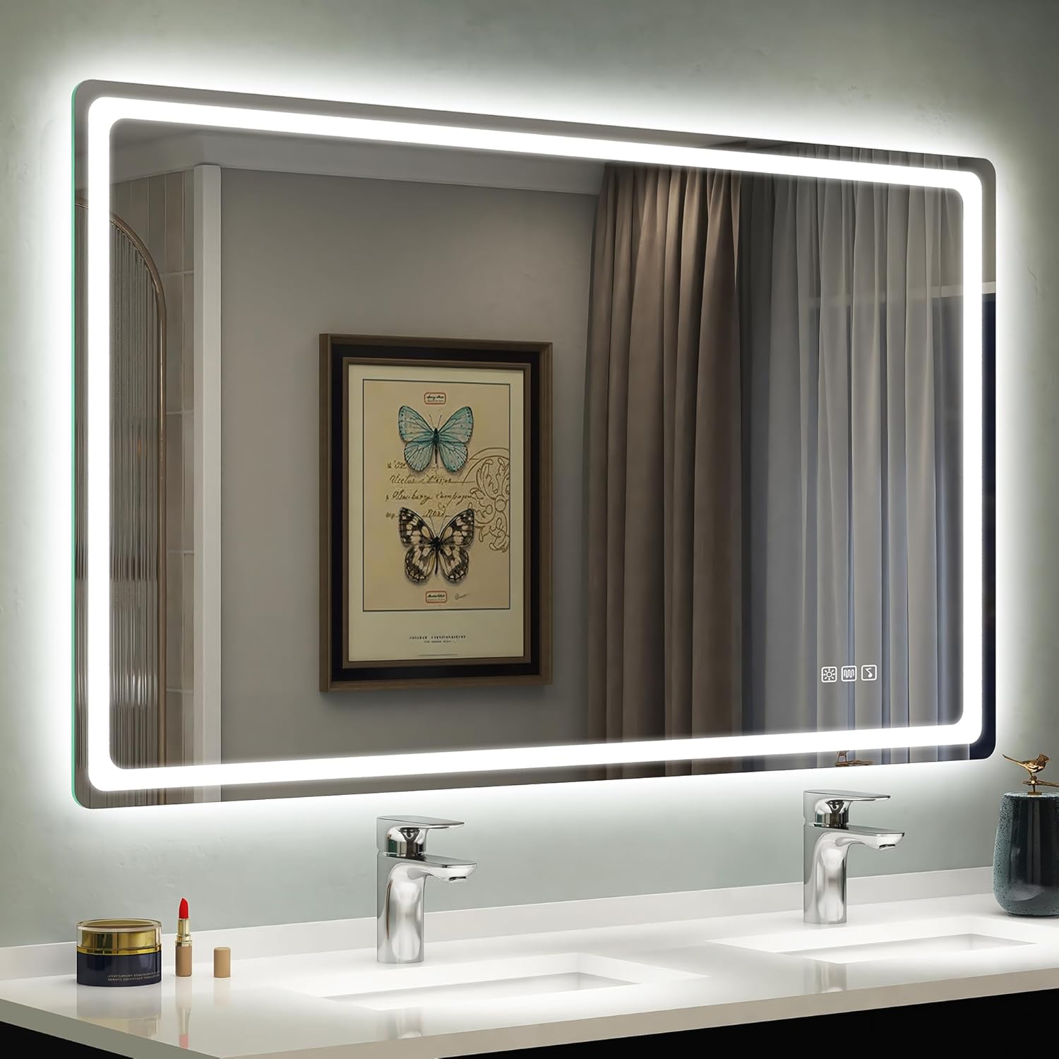 STARLEAD Specchio-Bagno-con-Luce e Bluetooth 70x100cm, Specchio-Bagno-LED con Antifog, 3 Colori Luce, Dimmerabile, IP44, Vetro Temperato HD, Memoria, Orizzontale/Verticale