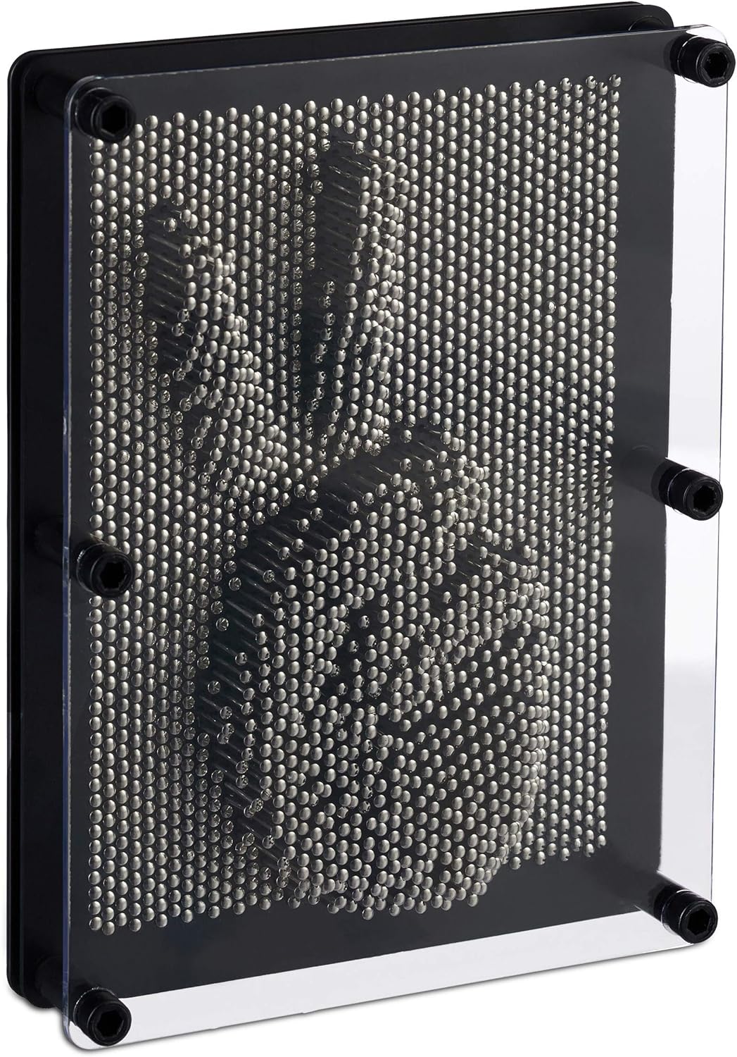 Relaxdays Pin Art 3D, Board Pins per Sculture, Pinpressions, Gioco con i Chiodini Modellanti, H x L: 20x15, nero/argento