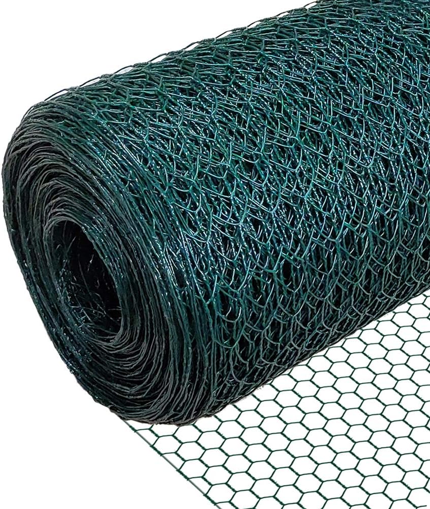 VOUNOT Plastic Wire Mesh Fence for Poultry, Animals and Plants, Hexagonal Mesh 13 mm, 100 cm x 25 m, Green