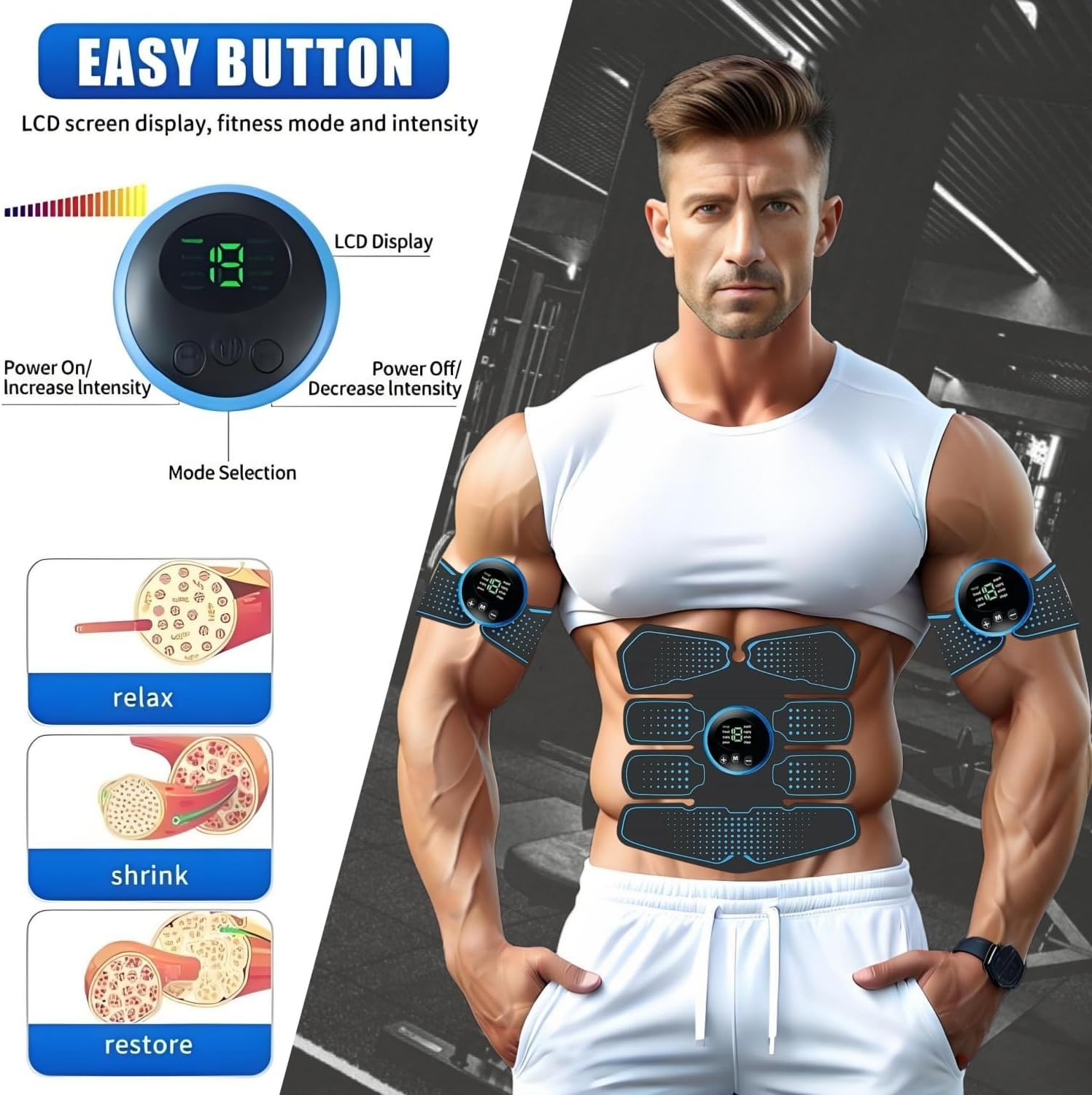 Queath Elettrostimolatore Muscolare, Cintura Elettrostimolatore per Addominali, ABS Trainer/Toner per Addome/Braccio/Vita/Gambe Marca: Queath