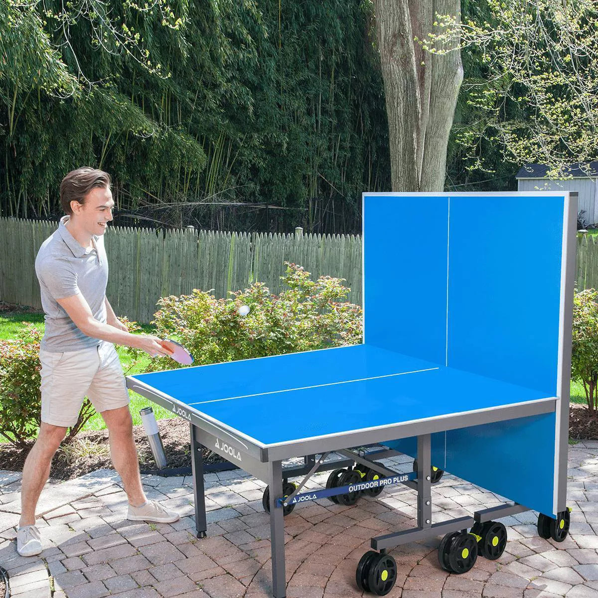 Tavolo da ping-pong da esterno JOOLA Nova Pro Plus con rete resistente alle intemperie, 9×5 piedi, pieghevole, superficie in alluminio