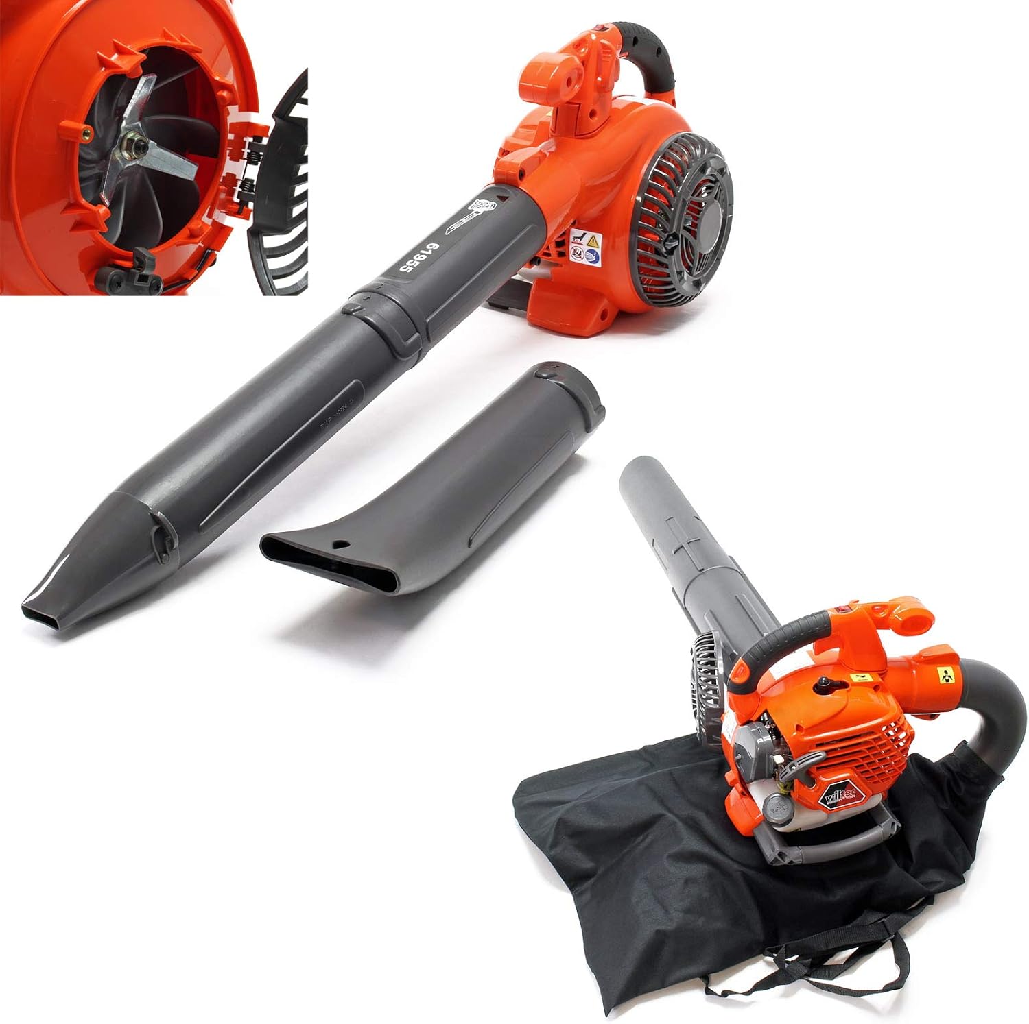 Wiltec Leaf Vacuum, Leaf Blower & Leaf Cutter 3in1 Petrol 1 CV 26 ccm Collection Bag 50 L