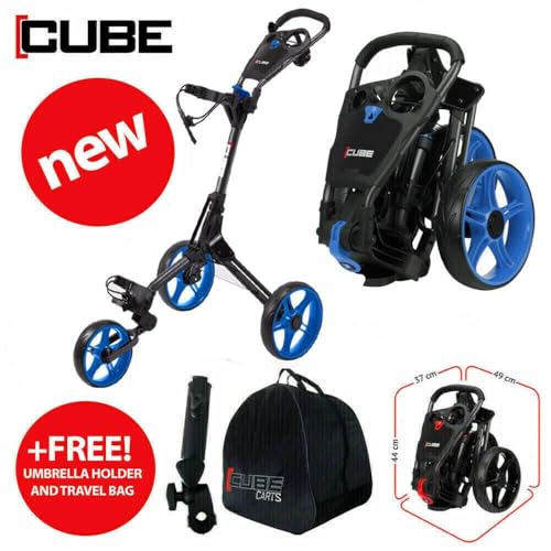 SkyMax CUBE 3   Carrello da golf, unisex, taglia unica, colore: Bianco/Blu : Amazon.it: Sport e tempo libero