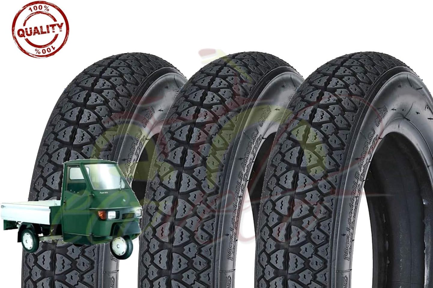 Union EGF10DMU Set 3 Pneumatici 100/90-10 per Piaggio Ape Scooter Vespa VESPONE 61L GOMME COPERTONI Disegno M I C H E L I N