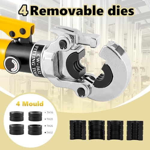CGOLDENWALL Crimpatrice Idraulica Tubi Multistrato, con Stampi TH16 20 26 32 mm², Uscita 16T, con Testa di Crimpaggio Girevole a 360°, per Tubi in Rame/Alluminio Plastica/Pex/PB : Amazon.it: Fai da te